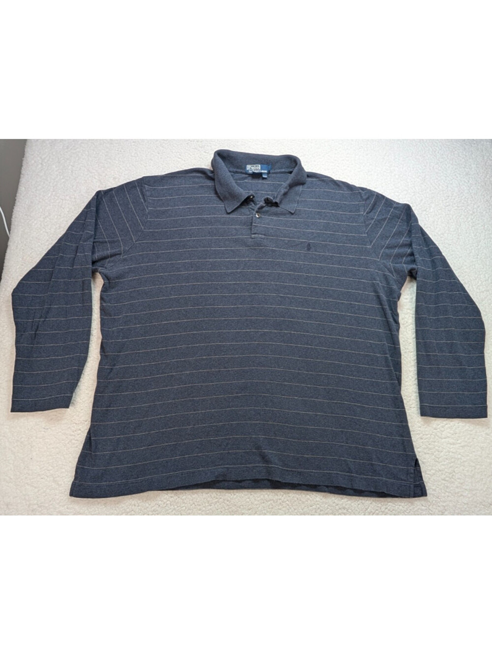 Vintage Polo Ralph Lauren Rugby Long Sleeve Polo Shirt Men’s 2XL Blue Striped